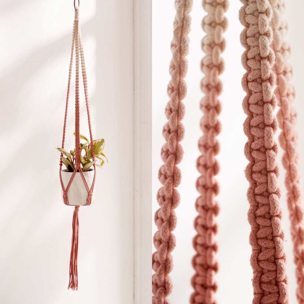 Urban Outfitters / Serena Ombre Macrame Hanging Planter in Blush - Picture 2 of 5